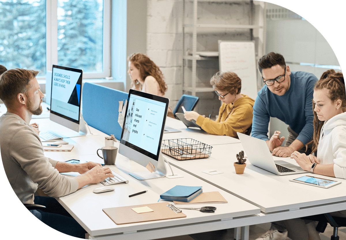 Professional team working together in modern office
